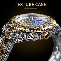 Forsining Skeleton Carved Tourbillon Mechanical Watches Luxury Men's Wristwatch