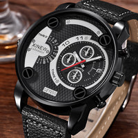 Mens Big Watches Fashion Leather Date Gifts Wristwatch