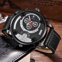 Mens Big Watches Fashion Leather Date Gifts Wristwatch