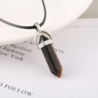 LuxeGlow Hexagon Crystal Pillar Necklace | Natural Stone Bullet Pendant
