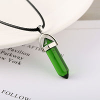 LuxeGlow Hexagon Crystal Pillar Necklace | Natural Stone Bullet Pendant