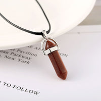LuxeGlow Hexagon Crystal Pillar Necklace | Natural Stone Bullet Pendant