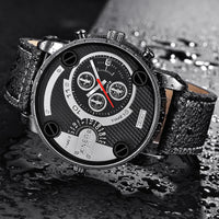 Mens Big Watches Fashion Leather Date Gifts Wristwatch