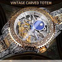 Forsining Skeleton Carved Tourbillon Mechanical Watches Luxury Men's Wristwatch