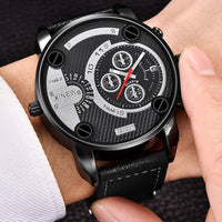 Mens Big Watches Fashion Leather Date Gifts Wristwatch