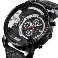 Mens Big Watches Fashion Leather Date Gifts Wristwatch