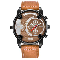 Mens Big Watches Fashion Leather Date Gifts Wristwatch