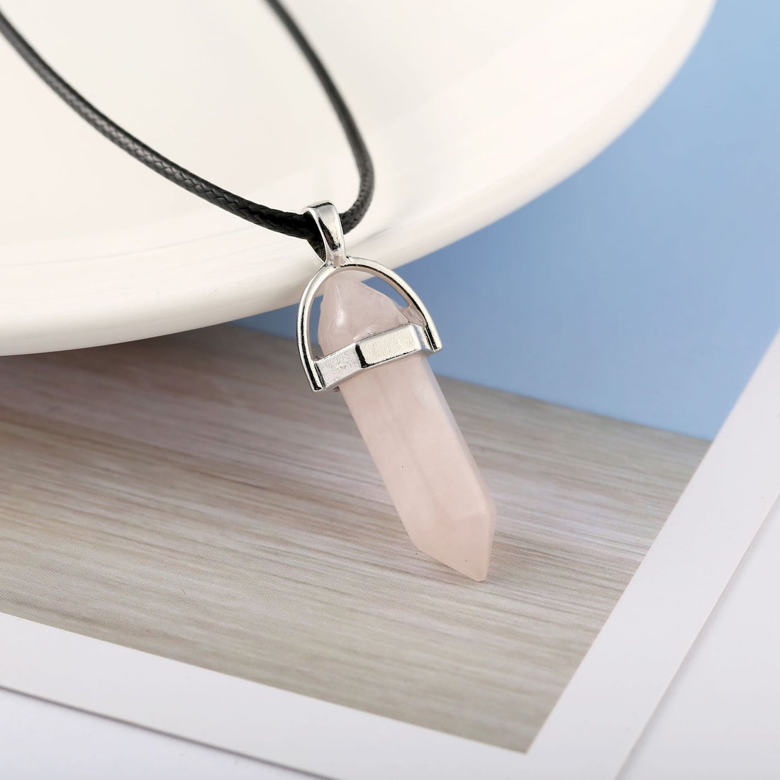 LuxeGlow Hexagon Crystal Pillar Necklace | Natural Stone Bullet Pendant