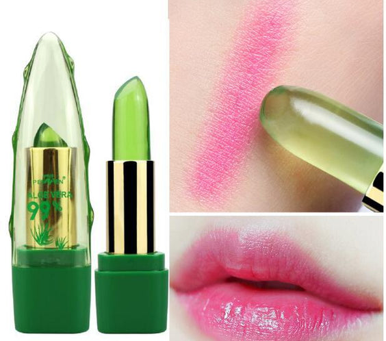 Aloe Vera Gel Color Changing Lipstick Gloss  Moisturizer Anti-drying Desalination Fine-grain Lip Blam Care